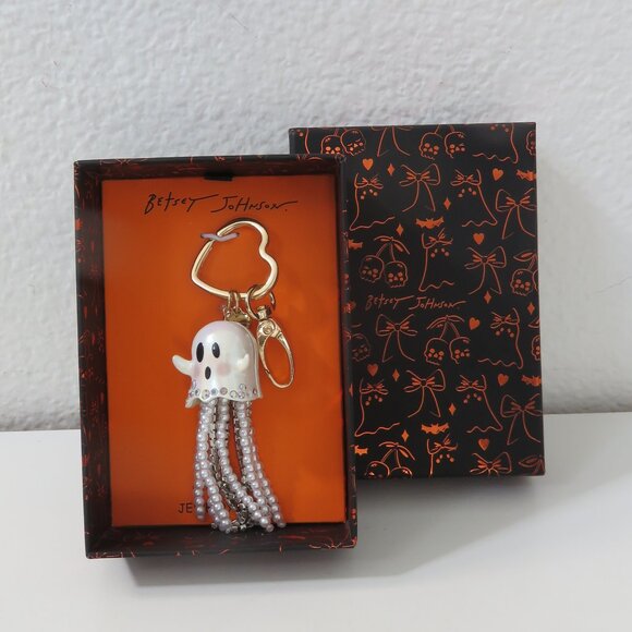 (#114) Betsey Johnson Ghost Key Handbag Purse Charm Glow in the Dark Halloween - Picture 1 of 5